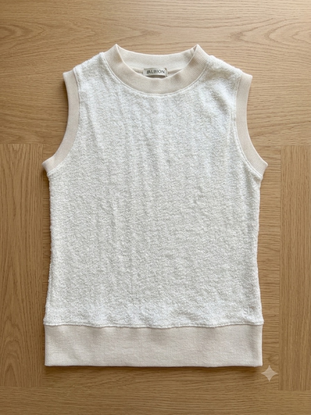 Women’s Albion Off-White Ivory Textured Crewneck Sweater Vest Oversized XXS